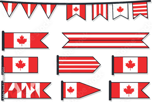 Patriotic Canadian Flag Pennants & Banners National Pride Vector Graphics