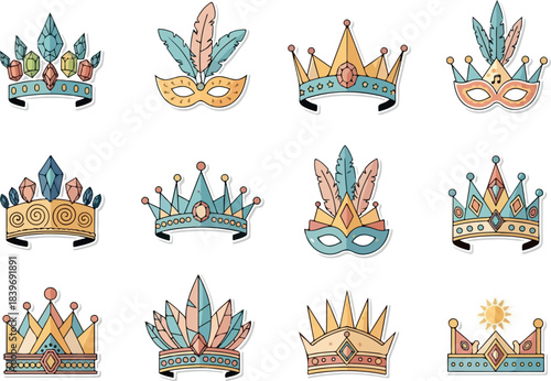 Carnival Crowns & Masks Vector Art for Celebration Designs