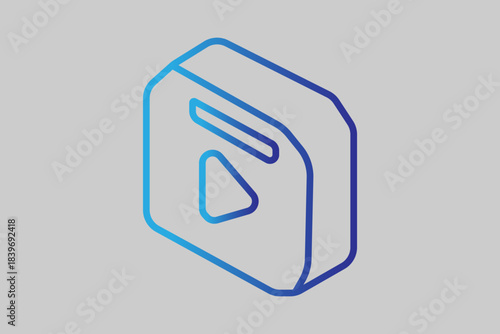 This image is an isometric illustration of a media player or video file icon.
