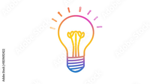 Colorful hand drawn lightbulb illustration on transparent background concept