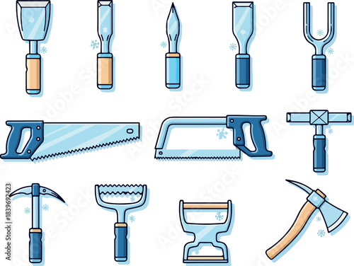 Assortment of Carpentry Tools in Vector Illustration