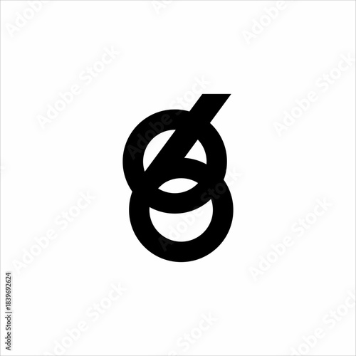 Artistic abstract number 86, 68 logo design.