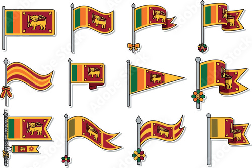 Sri Lankan Flags Diverse Designs in Vector Format