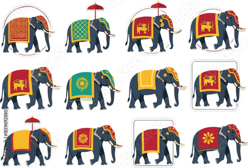 Ornate Elephant Collection Decorated Elephants for Cultural and Festival Designs