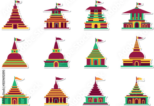 Pagodas of Southeast Asia A Colorful Vector Illustration