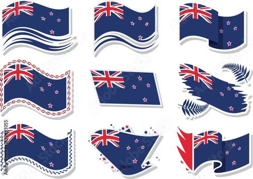 New Zealand Flags National Pride in Vector Art