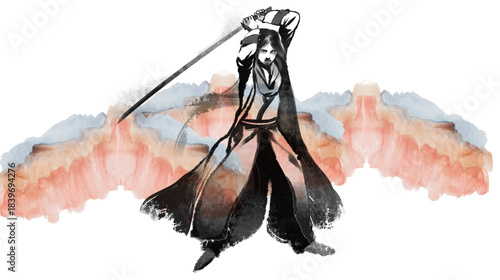 Illustration of a person swinging a sword