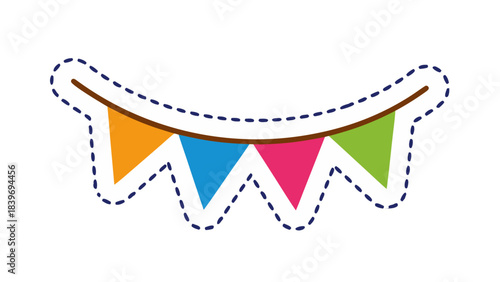 Colorful Triangle Bunting Flags Decoration Festive Celebration Event Party Outdoor Decoration Vibrant Multicolored Background String Graphic Illustration