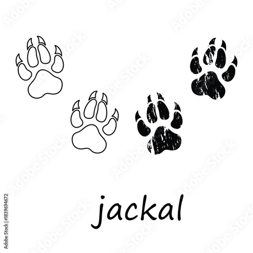 Jackal Paw Print Line Icon – Trendy Wildlife Vector for Web and App UI,Jackal Paw Print Modern Line Art Icon