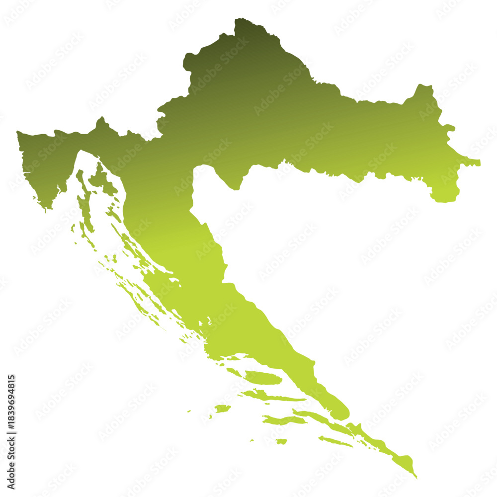 Fototapeta premium Map of Croatia, sign silhouette. World Map Globe. Vector Illustration isolated on white background. Europe continent.