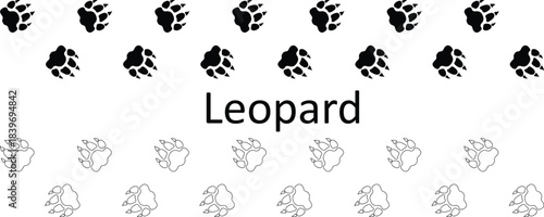 Leopard Paw Print Line Icon – Trendy Wildlife Vector for Web and App UI,Leopard Paw Print Trendy Big Cat Track Icon