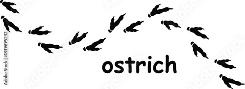 Ostrich Footprint Vector Illustration,Animal Track Mark Icon Illustration,Wild Animal Footprint Track Symbol.
