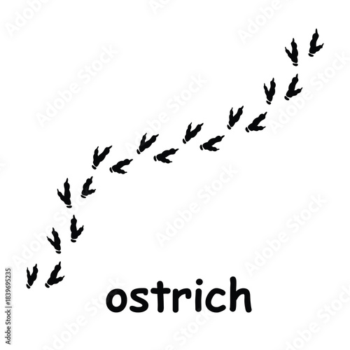 Ostrich Footprint Vector Illustration,Animal Track Mark Icon Illustration,Wild Animal Footprint Track Symbol.