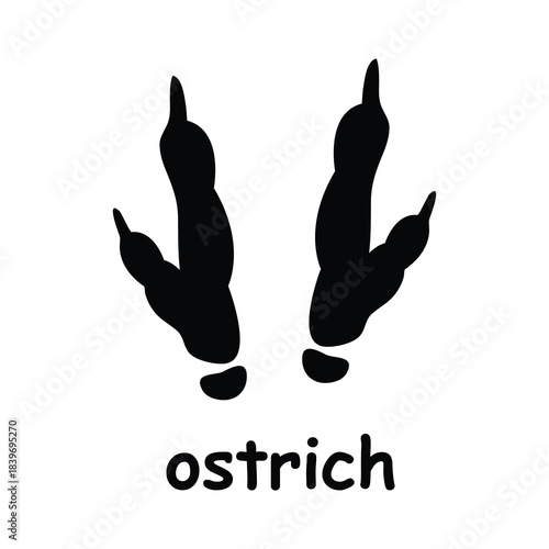 Ostrich Footprint Vector Illustration,Animal Track Mark Icon Illustration,Wild Animal Footprint Track Symbol.