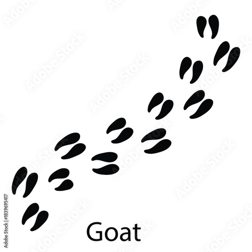 Goat Paw Print Line Icon – Trendy Animal Track Vector for Web and App UI,Goat Hoof Track Outline Icon for Web and Apps