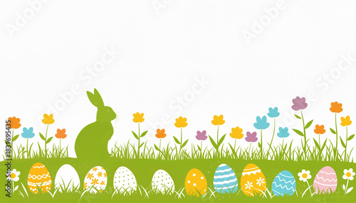 green bunny silhouette sitt...