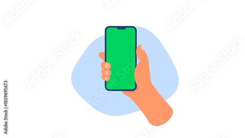 Animation finger scrolling a smartphone with a green screen display

