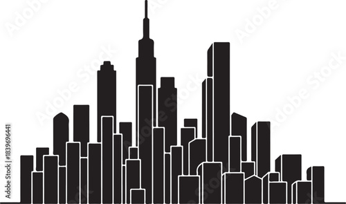 The City Skyline Silhouette Bundle features a stylish collection of bold, clean urban skylines designed in crisp black silhouettes