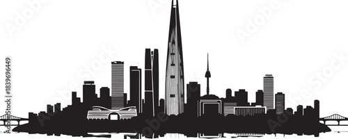 The City Skyline Silhouette Bundle features a stylish collection of bold, clean urban skylines designed in crisp black silhouettes