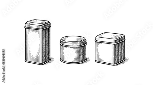 Vintage metal containers illustration, perfect for packaging design and branding