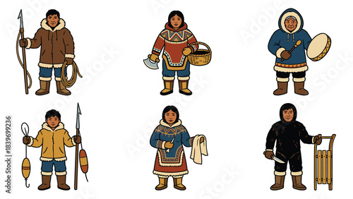 Diverse Indigenous People in Traditional Attire Engaged in Cultural Activities