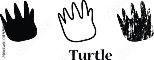 Turtle Paw Print Vector,Turtle Track Print Illustration,wild animal paw prints,