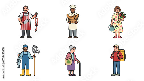 Six Diverse Senior Citizens Engaged in Various Activities for Healthy Aging and Community Engagement