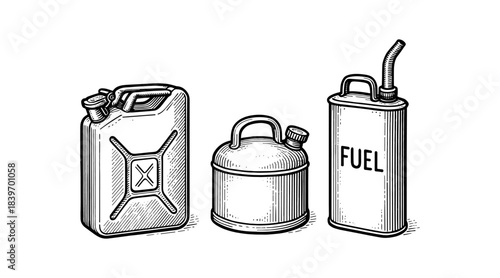Vintage fuel cans illustration, perfect for retro design and energy concepts
