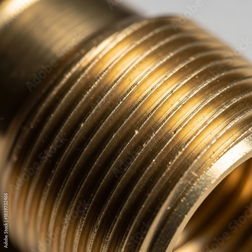 Close-up on Threaded Brass Pipe Fitting with Industrial Aesthetics