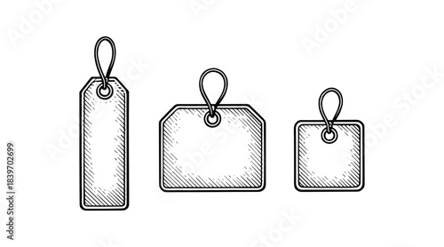 Hand-drawn price tags in various shapes, perfect for design projects