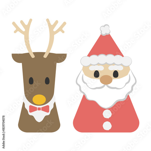 クリスマスのかわいいイラスト（サンタ、トナカイ）