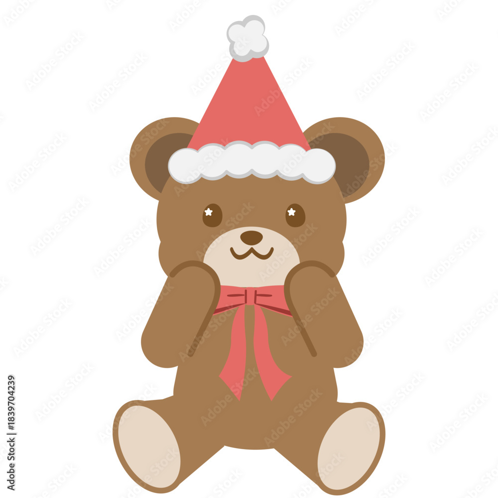 Obraz premium クリスマスのかわいいクマのイラスト（茶色）