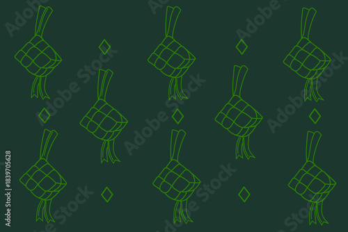 Vibrant Green Ketupat Geometric Seamless Pattern for Indonesian Celebration Packaging