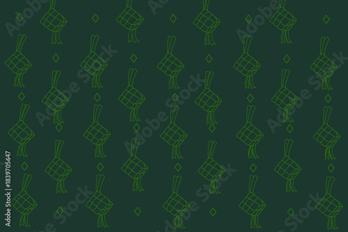 Vibrant Green Ketupat Geometric Seamless Pattern for Indonesian Celebration Packaging