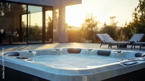Luxurious Outdoor Hot Tub Experience at Sunset for Ultimate Relaxation and Wellness
