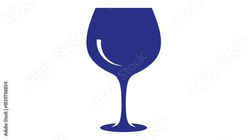Deep Blue Silhouette of a Wine Glass on a Black Background Simple Graphic Design Minimalist Style