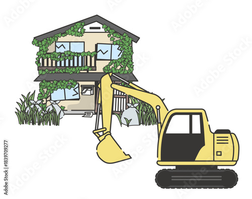 老朽化した空き家の解体工事イメージ