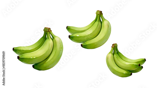 set of green bananas