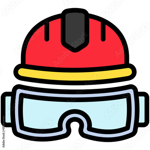 Safety Goggle Outline Color Icon Mini Illustration, Use For Modern Concept, Print, Ui, Ux Kit, Web And App Development. Vector Related To Firefighter, Rescue And More