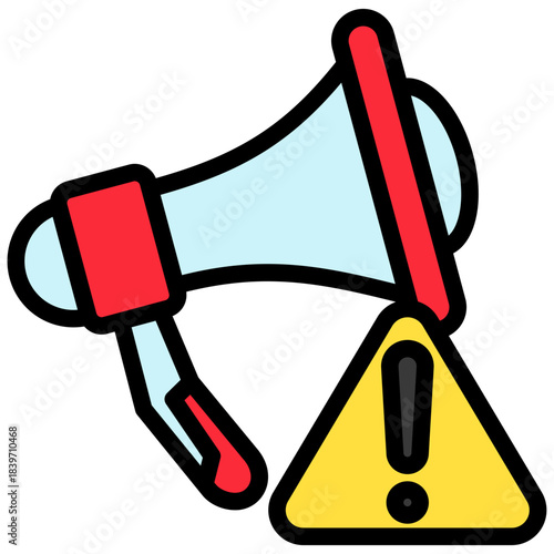 Megaphone Outline Color Icon Mini Illustration, Use For Modern Concept, Print, Ui, Ux Kit, Web And App Development. Vector Related To Firefighter, Rescue And More