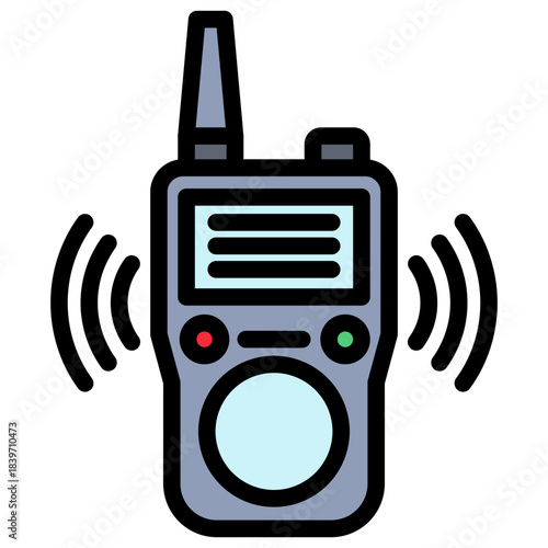 Walkie Talkie Outline Color Icon Mini Illustration, Use For Modern Concept, Print, Ui, Ux Kit, Web And App Development. Vector Related To Firefighter, Rescue And More