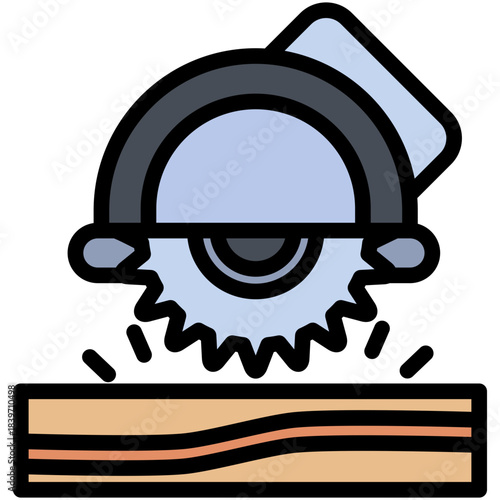 Saw Outline Color Icon Mini Illustration, Use For Modern Concept, Print, Ui, Ux Kit, Web And App Development. Vector Related To Firefighter, Rescue And More