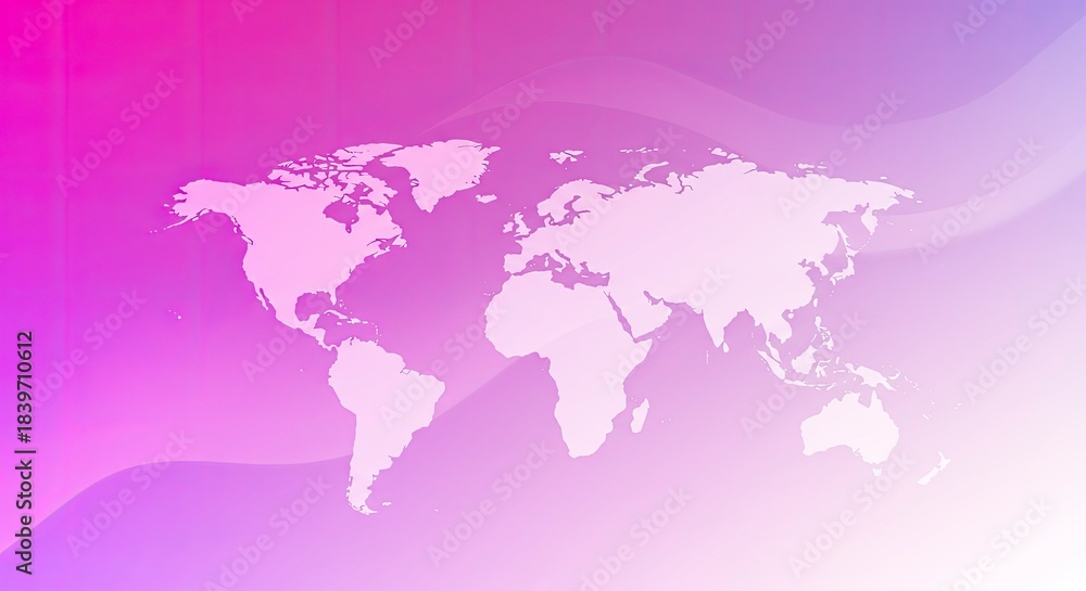 Fototapeta premium Abstract Pink Gradient World Map Background