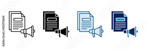 Press Release Icon Set Multiple Style Collection