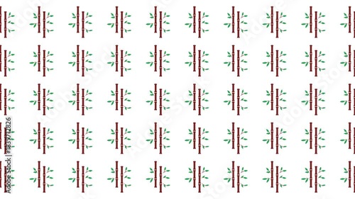 Repeating pattern of small brown lines with green sprigs perfect for background design, fabric prints, stationary, or packaging materials.