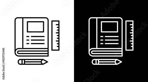 Teaching Materials Outline White Icon Set Design