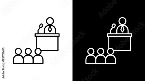 Lecture Speech Outline White Icon Set Design