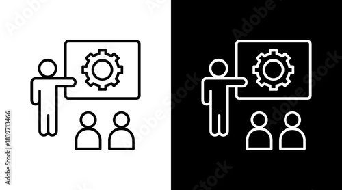 Tutoring Outline White Icon Set Design