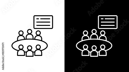 Class Discussion Outline White Icon Set Design