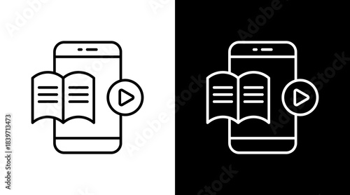 Educational Apps Outline White Icon Set Design